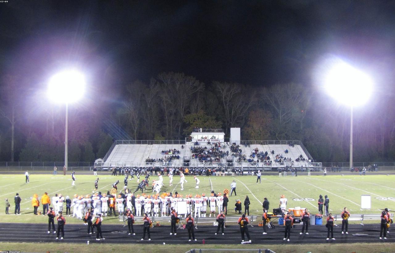 American football player running with the ball in a packed stadium